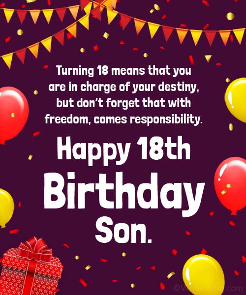 18th birthday wishes for son