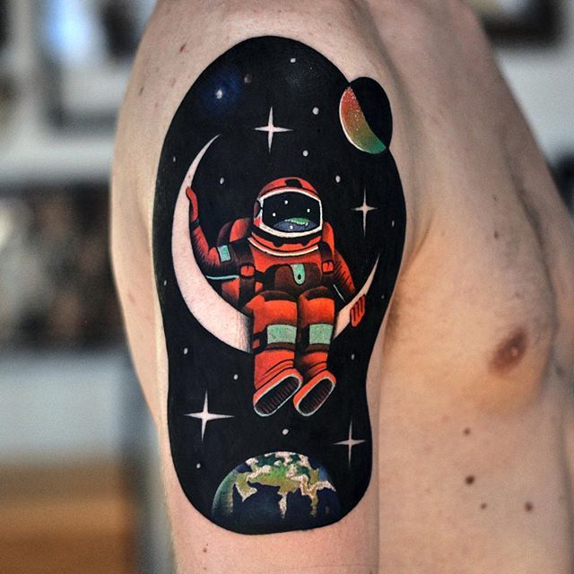 Pin by Cory Payne on Tattoos  Astronaut tattoo Sleeve tattoos Traditional  tattoo