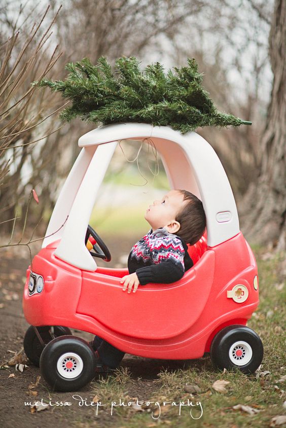 cute funny unique toddler baby holiday christmas photos little tikes car: