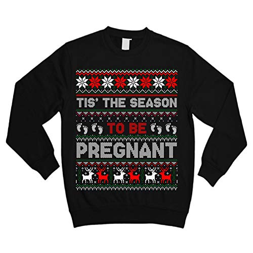 Product Image of the TeeYuh Christmas Pregnancy Announcement Gift Ugly Xmas Sweater Sweatshirt Black