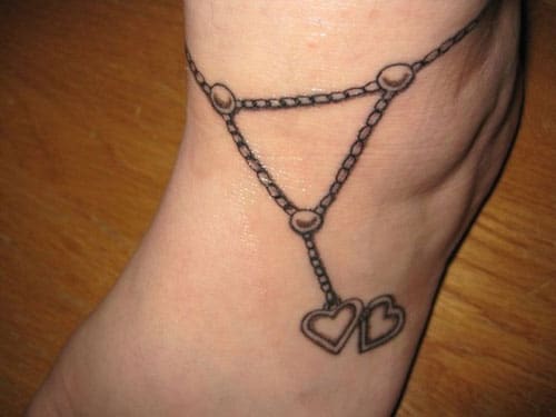 Anklet Tattoo Design with Hearts
