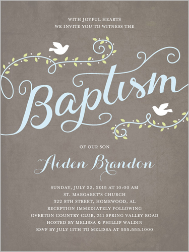 blue boy baptism invitation