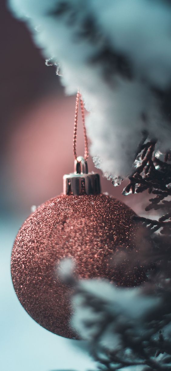Pink Christmas bauble wallpaper aesthetic