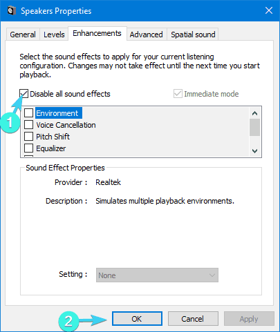 distorted sound windows 10 default format