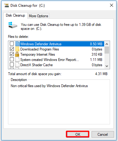 delete the junks files on the system