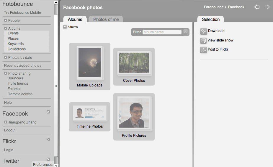 Using Fotobounce to download facebook photos albums