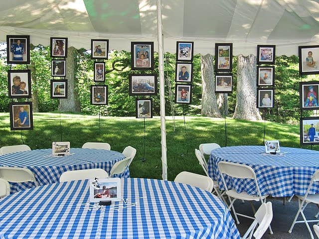 Hoop and ribbon Garden Graduation Party Picture Display