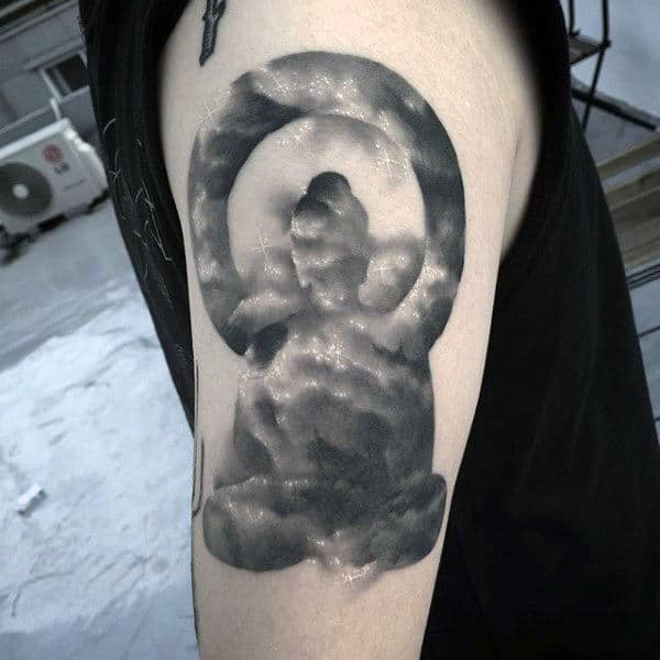 Guy With Incredibly Detailed Cloud Tattoo On Upper Arm