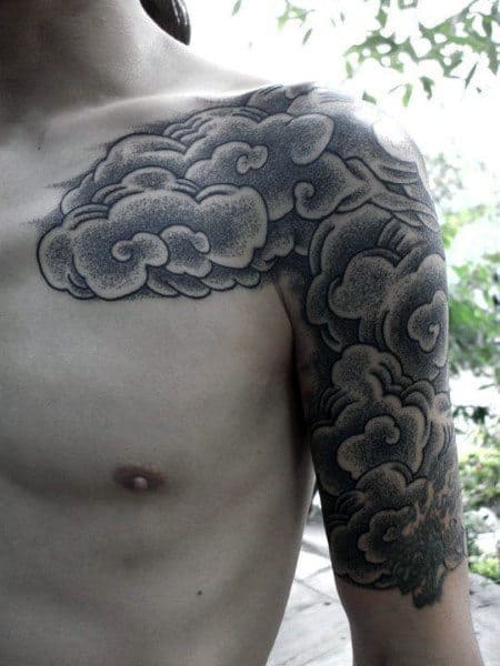 Half Sleeve Mens Japanese Cloud Tattoos