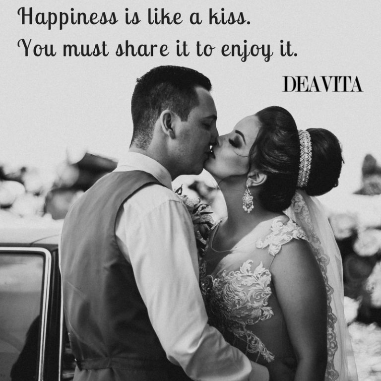 Happiness love and kiss short romantic quotes