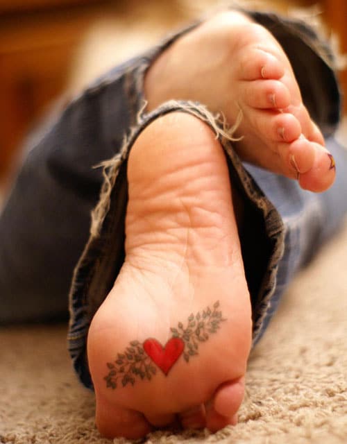 Heart Tattoo on Bottom of Foot - Cute Heart Tattoo Ideas