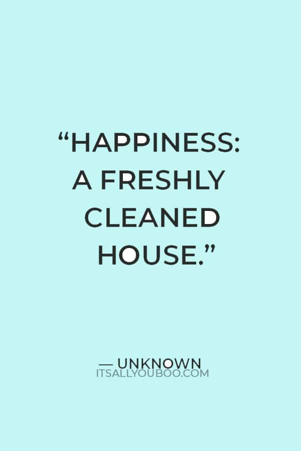 “Happiness: A freshly cleaned house.” — Unknown