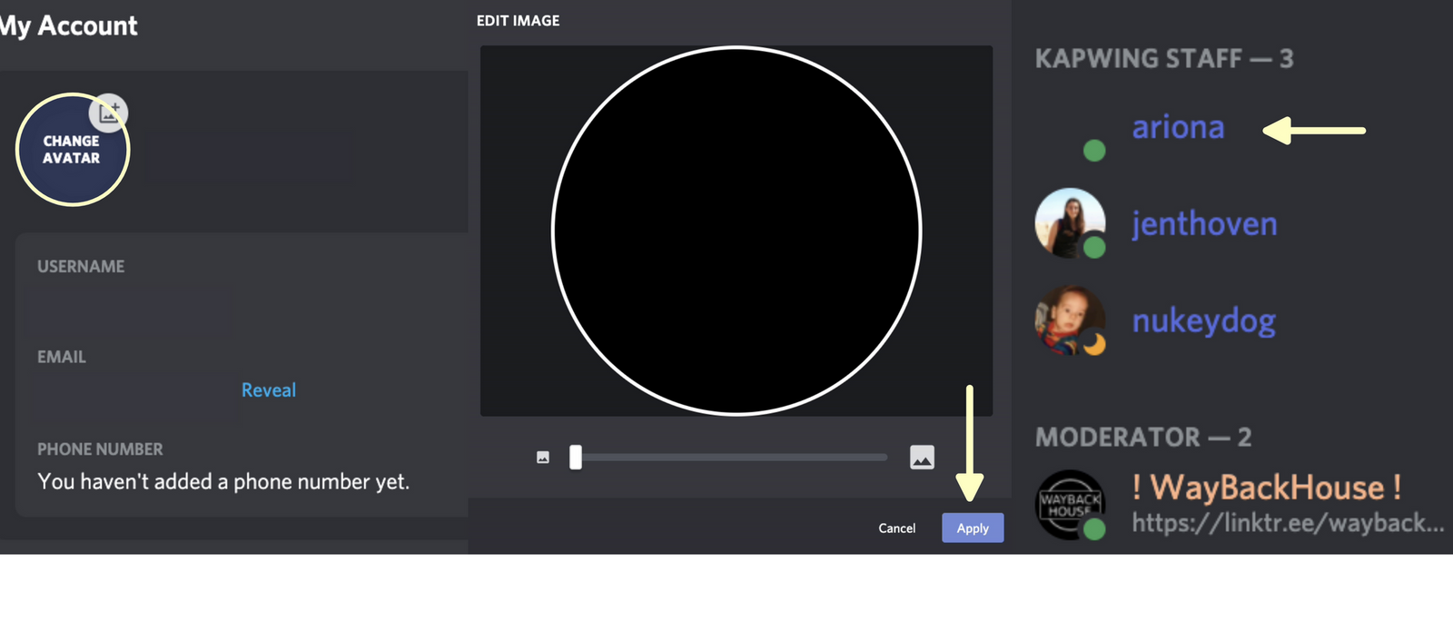 A screenshot of an invisible profile picture in Discord.