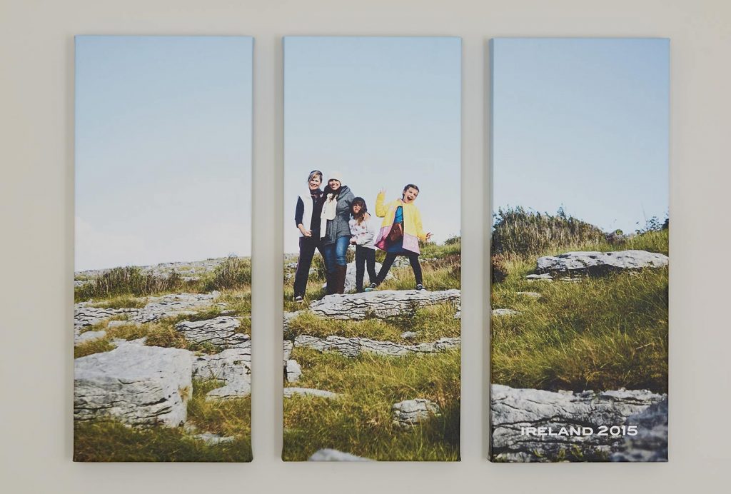 Three panel canvas print photo of family