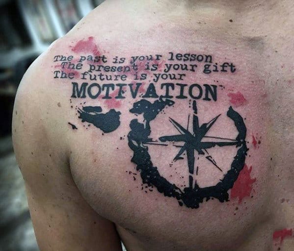 Mens Watercolor Paint Splatter Motivation Chest Quote Tattoo
