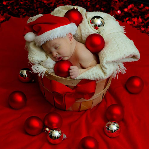 Newborn Christmas Baby With Ornaments