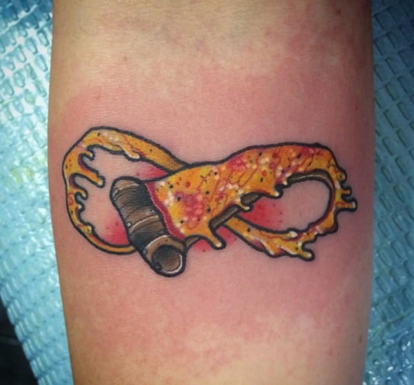 pizza infinity tattoo on arm