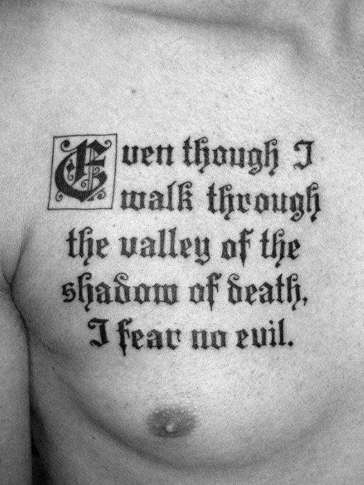 Religious Quote Guys Chest Tattoo Inspiration