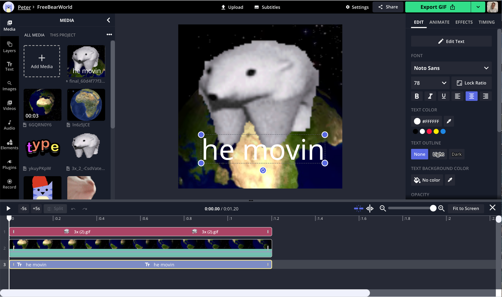 A screenshot of a hand-drawn Discord PFP being edited in the Kapwing Studio.
