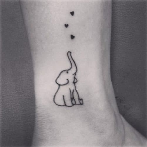 Simple Elephant Tattoo with Hearts - Heart Tattoo Ideas