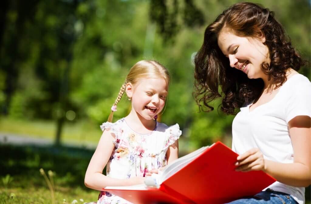 photo of mom and daughter reading