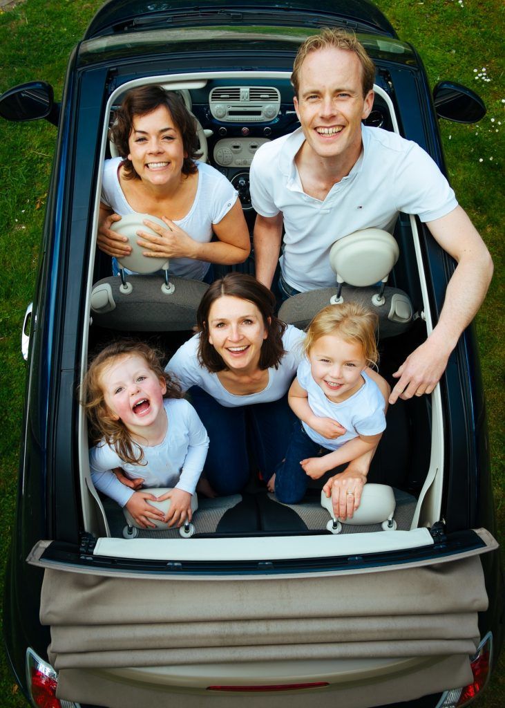 Family looking through a sunroof