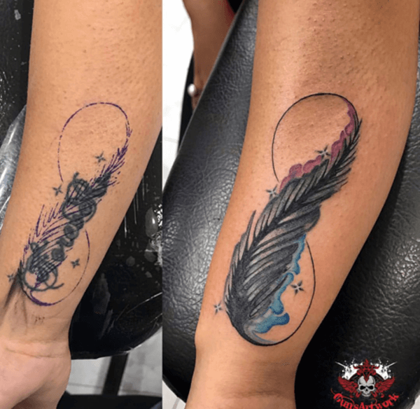 tattoo with feather on arm