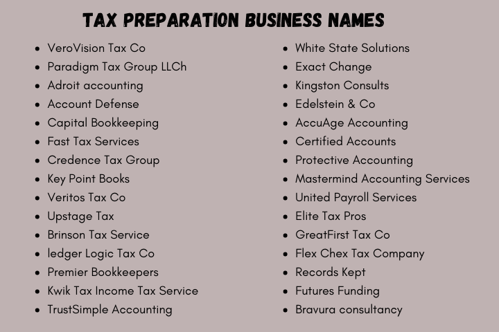Tax Preparation Business Name