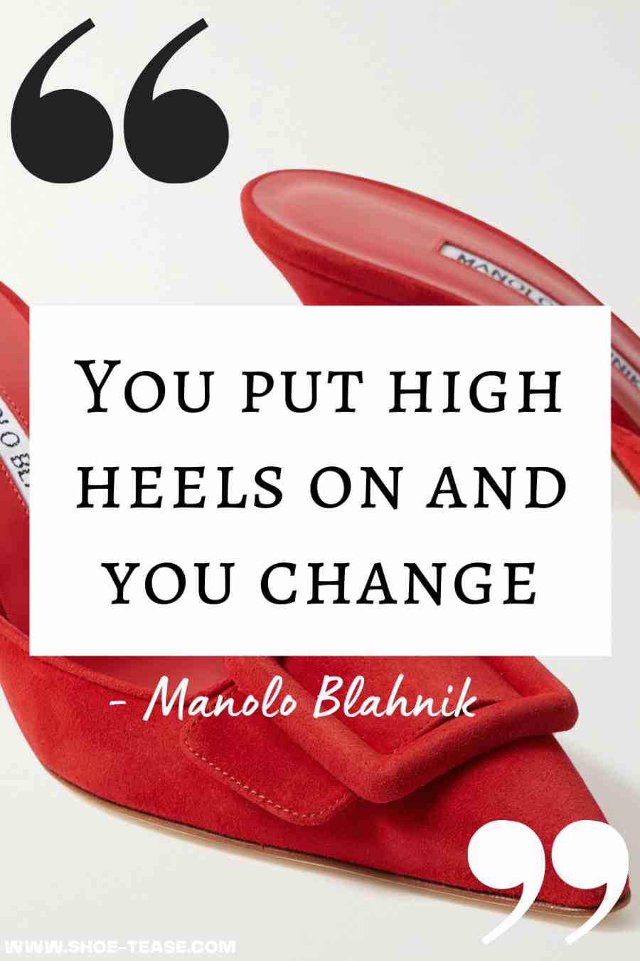 Black high heels quote text in box